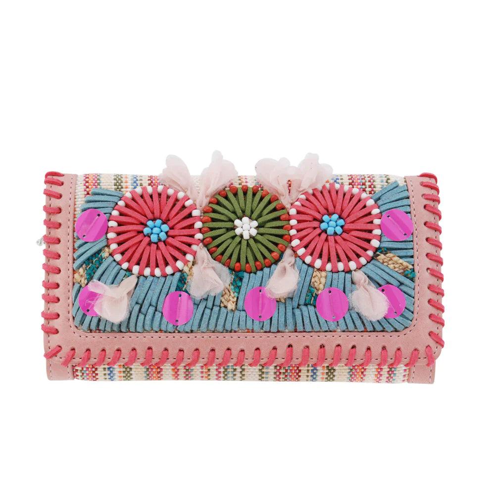 Geranium Leather Embroidered Wallet | Havana & Co. – Elegant & Unique - Havana & Co.