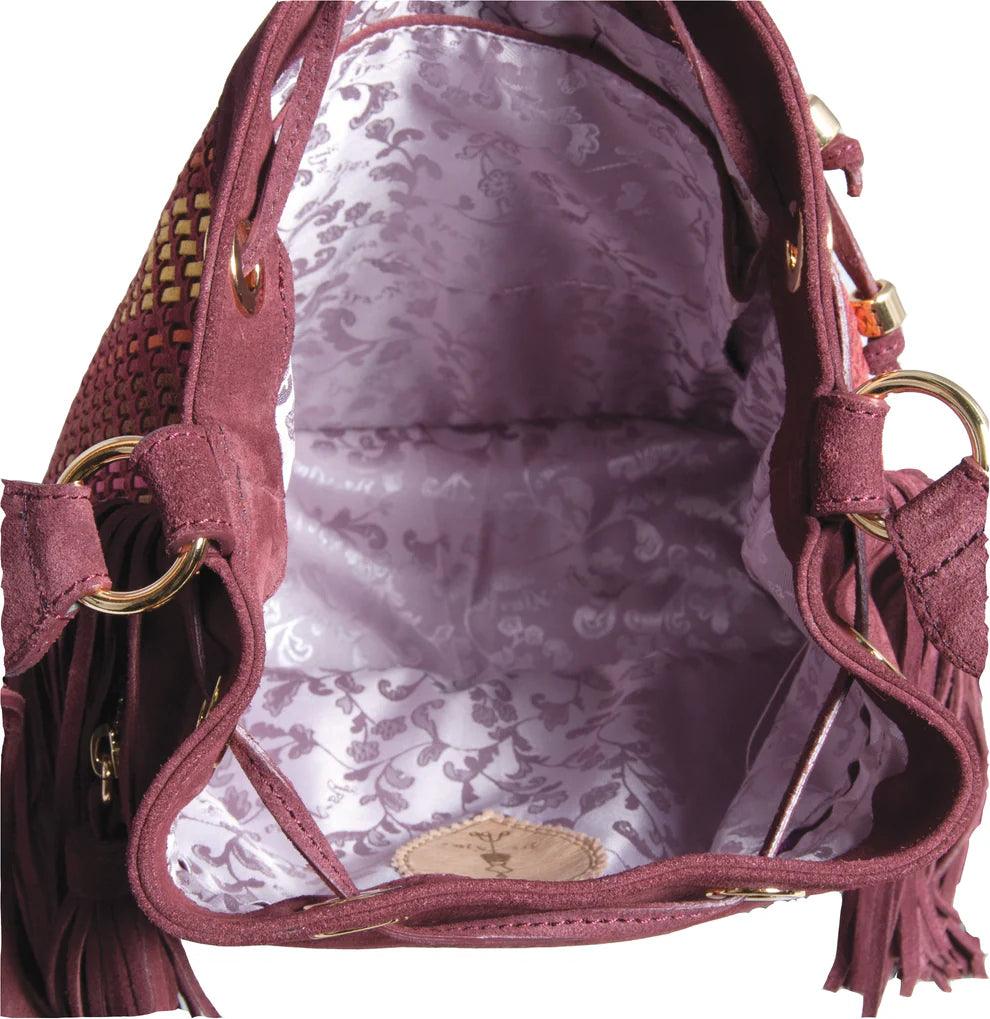 MAE Hand-Braided Suede Bucket Bag | Bohemian Fringe Design – Havana & Co. - Havana & Co.