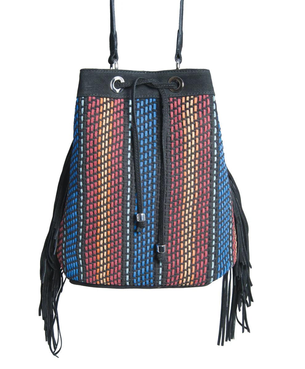 MAE Hand-Braided Suede Bucket Bag | Bohemian Fringe Design – Havana & Co. - Havana & Co.