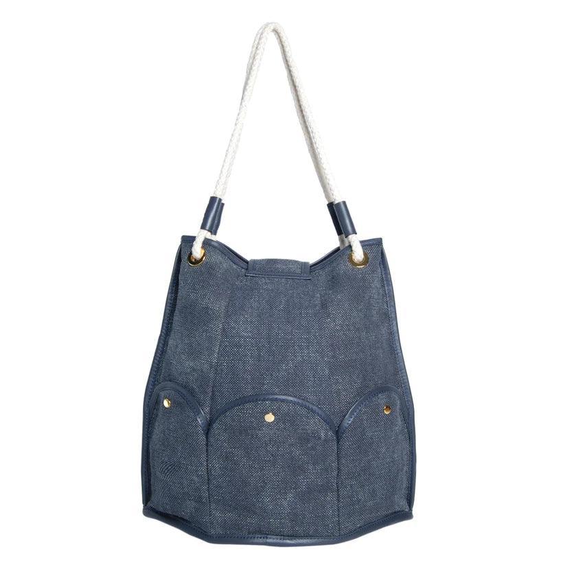 Marguerite Octagonal Bucket Bag | Distressed Canvas with Leather Trim – Havana & Co. - Havana & Co.