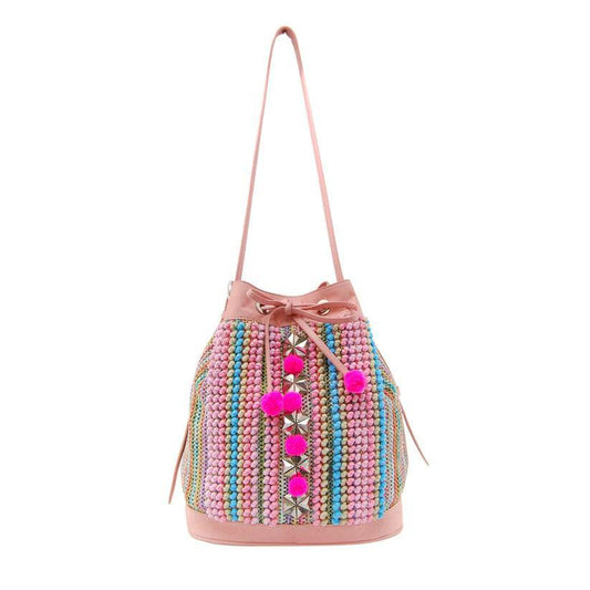 Mollis Embellished Drawstring Bucket Bag | Vibrant Bohemian Luxury – Havana & Co. - Havana & Co.