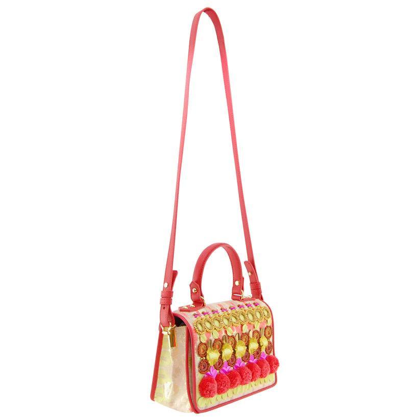 Nandina Embellished Crossbody Bag | Metallic Jacquard & Leather Art Piece – Havana & Co. - Havana & Co.