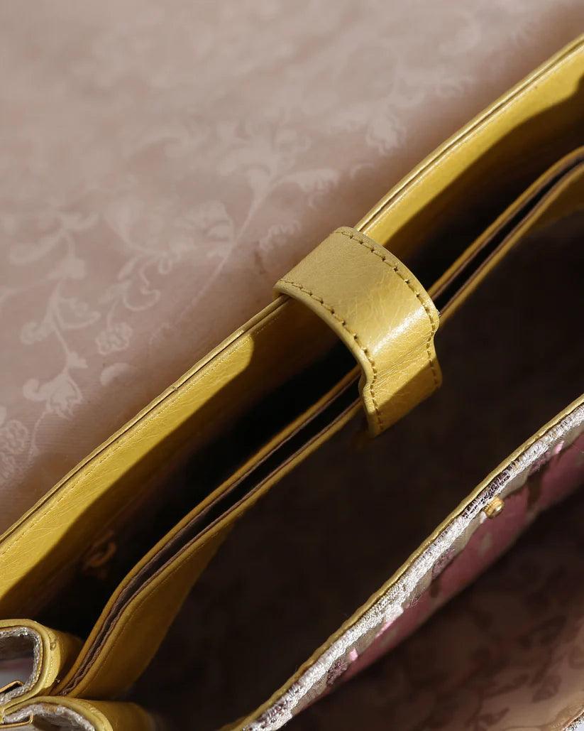 Nandina Embellished Crossbody Bag | Metallic Jacquard & Leather Art Piece – Havana & Co. - Havana & Co.