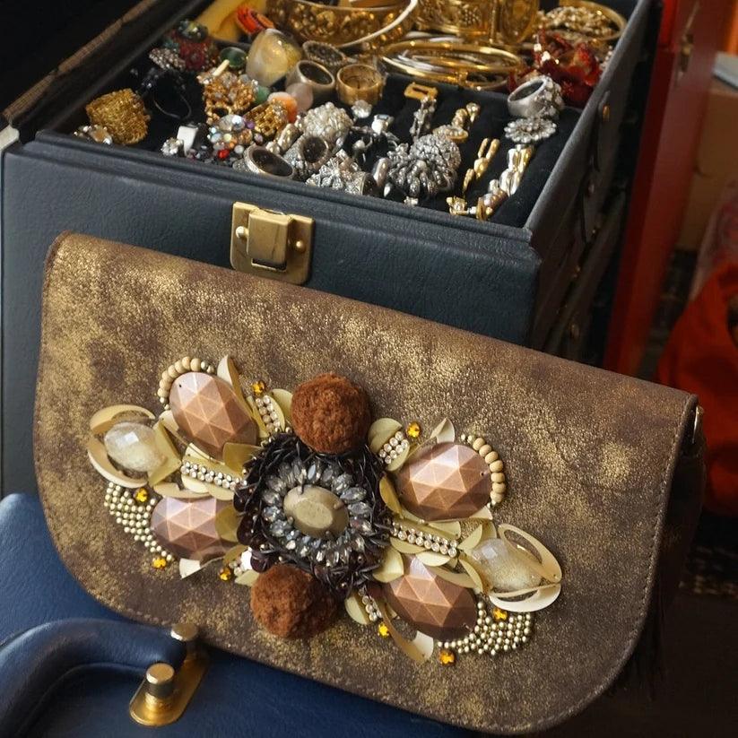 Pendula Embellished Evening Bag | Limited Edition Metallic Leather – Havana & Co. - Havana & Co.