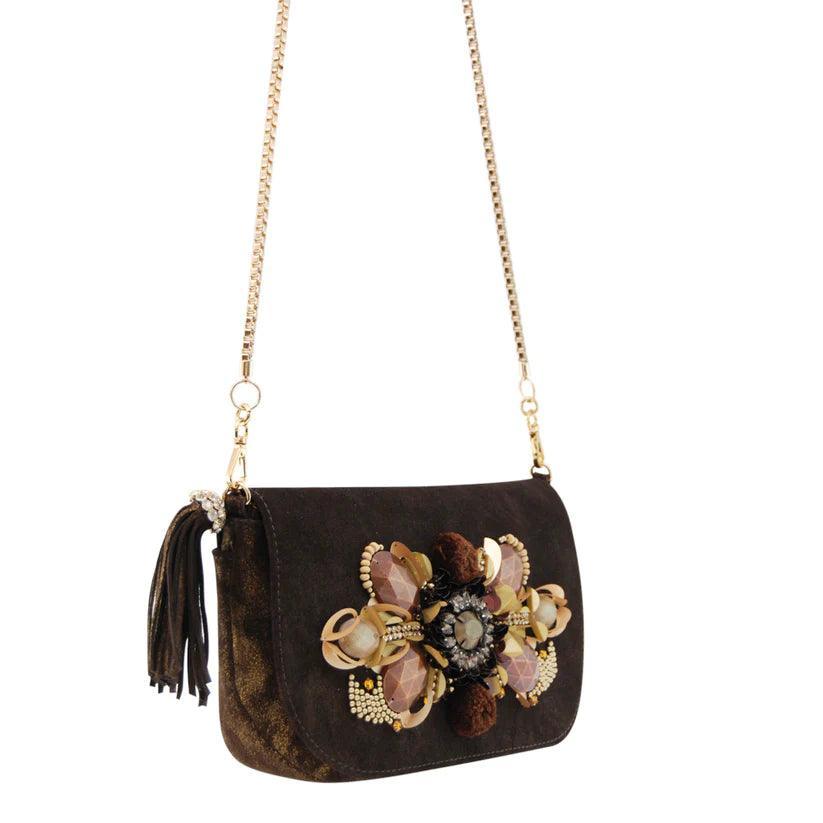 Pendula Embellished Evening Bag | Limited Edition Metallic Leather – Havana & Co. - Havana & Co.