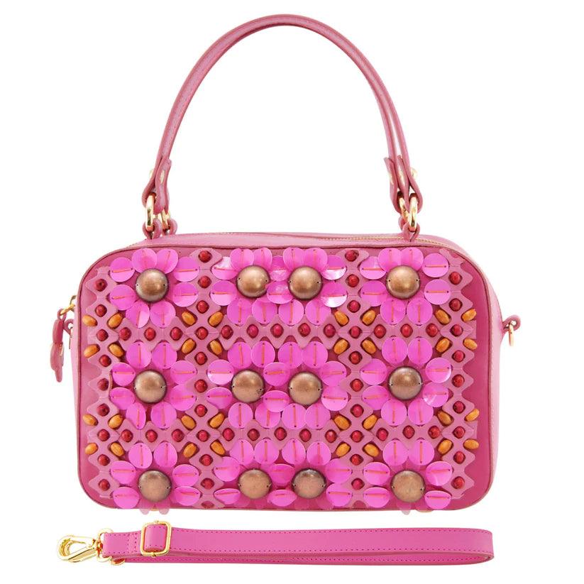 PETULA Embellished Leather Box Bag - Havana & Co.