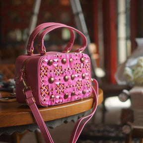 PETULA Embellished Leather Box Bag - Havana & Co.