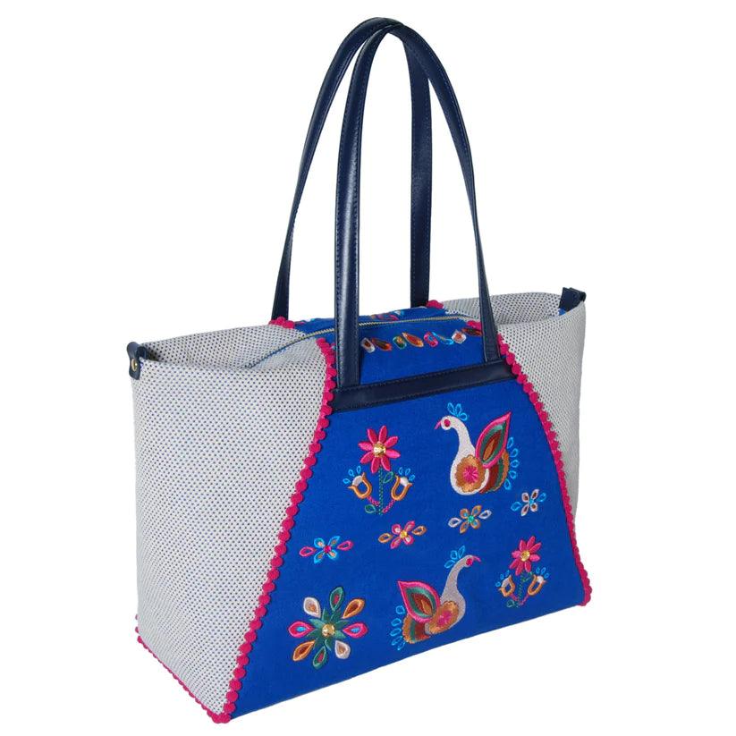 Mara Folklore Embroidered Shopper by Havana & Co. – Vibrant hand-embroidered lightweight tote with roomy interior and artistic design.