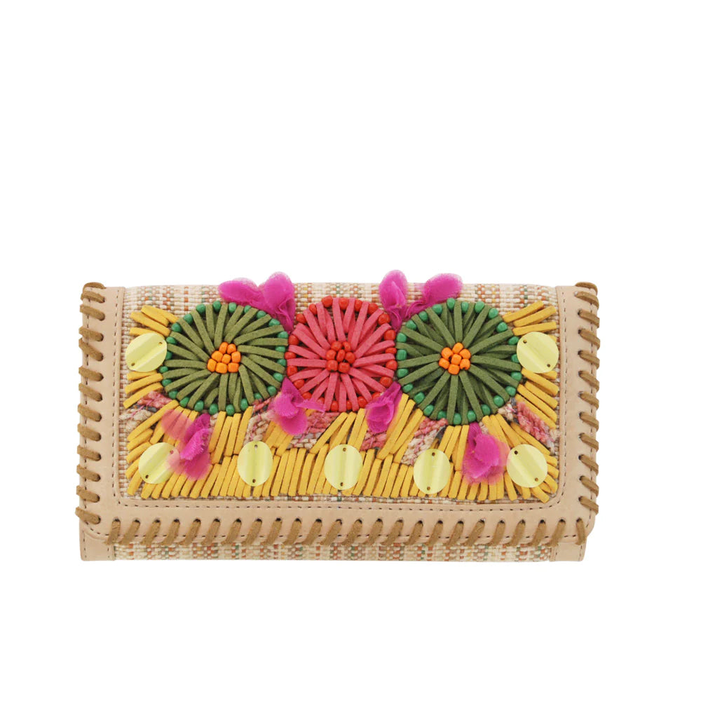 GERANIUM: Leather Embroidered Wallet