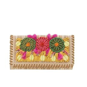 GERANIUM: Leather Embroidered Wallet