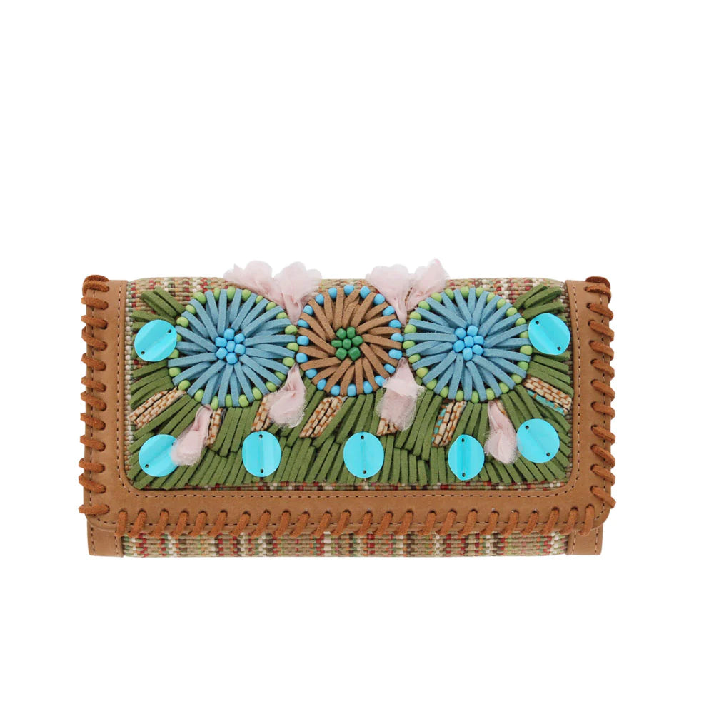 GERANIUM: Leather Embroidered Wallet