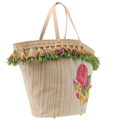 GAURA Embellished Beach Basket by Havana & Co. with handmade tassels and floral embroidery