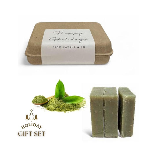 Greentea Revive Set 3-bar by Havana & Co. – Handcrafted soaps infused with green tea extract, perfect for a refreshing and rejuvenating holiday gift