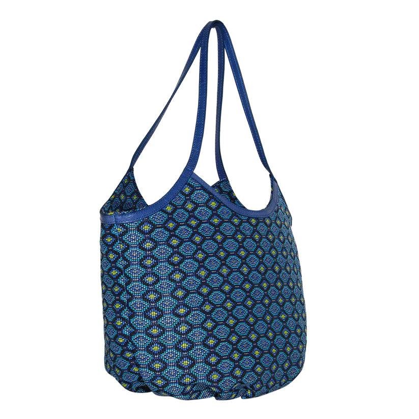 Krabi Summer Bucket Bag by Havana & Co. – Vibrant poly raffia tote with leather trims, spacious interior, and water-repellent design for sunny adventures.