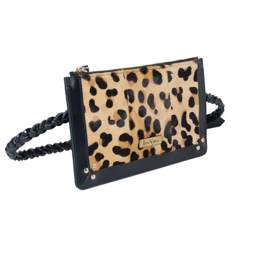 LEOPARD Convertible Pouch by Havana & Co. – Genuine leopard print leather bag with detachable strap, wearable as a crossbody, bum bag, or pouch