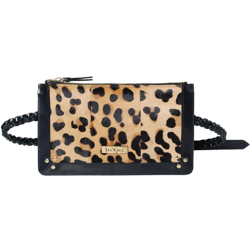 LEOPARD Convertible Pouch by Havana & Co. – Genuine leopard print leather bag with detachable strap, wearable as a crossbody, bum bag, or pouch