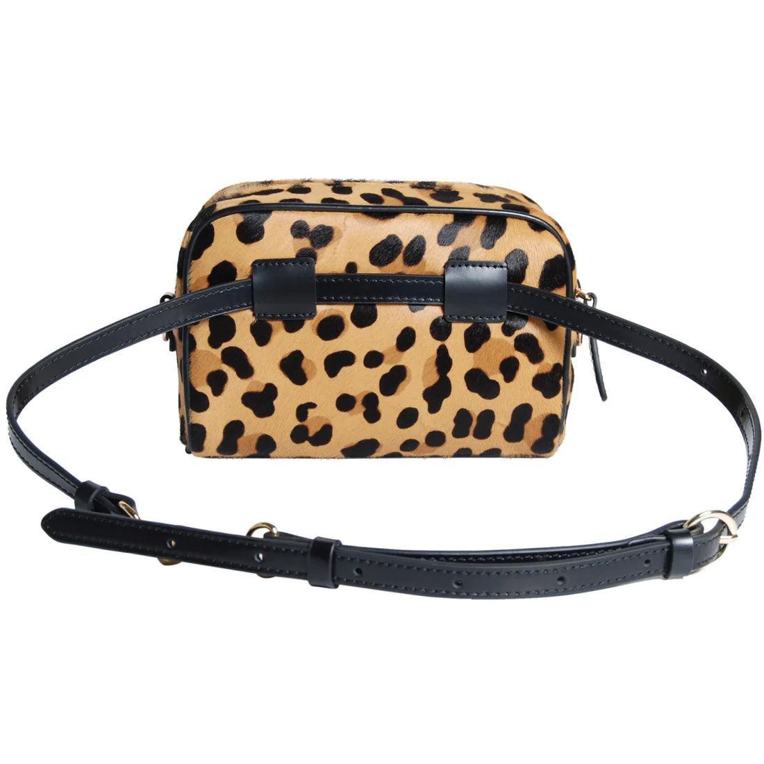 Leopard Print Belt/Crossbody Bag by Havana & Co. – Italian calfskin with timeless leopard print, convertible design, and outside slip pocket