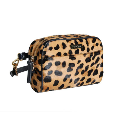 Leopard Print Belt/Crossbody Bag by Havana & Co. – Italian calfskin with timeless leopard print, convertible design, and outside slip pocket.