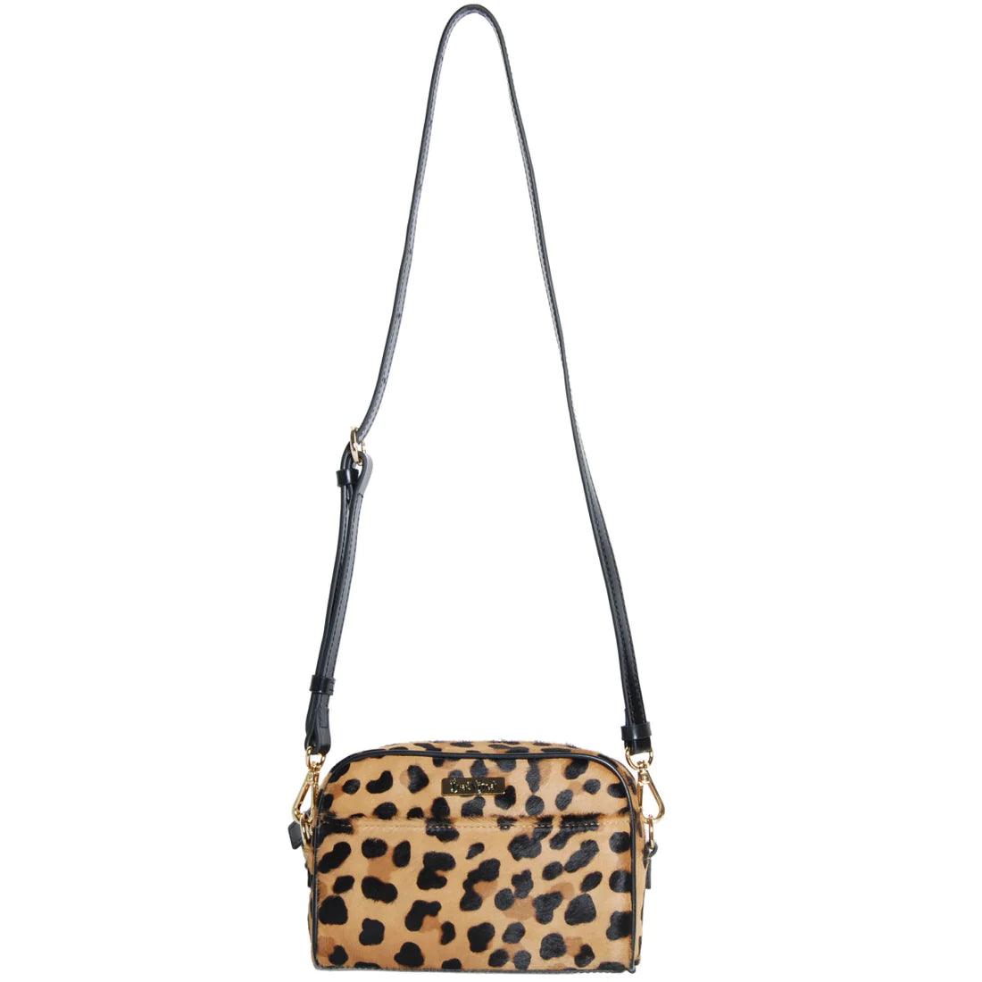 Leopard Print Belt/Crossbody Bag by Havana & Co. – Italian calfskin with timeless leopard print, convertible design, and outside slip pocket.