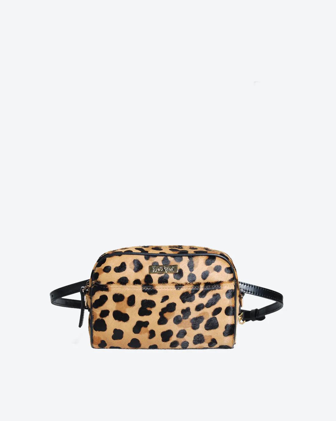 Leopard Print Belt/Crossbody Bag by Havana & Co. – Italian calfskin with timeless leopard print, convertible design, and outside slip pocket