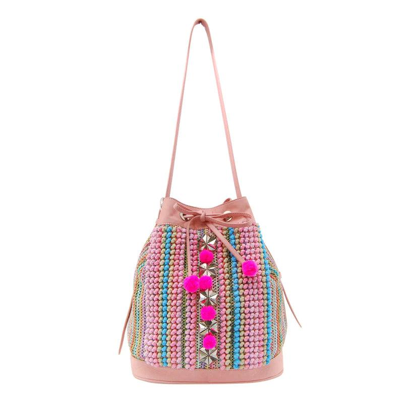 Mollis Embellished Drawstring Bucket Bag by Havana & Co. – Handmade embellishments, vibrant boho-chic style, and spacious lightweight design