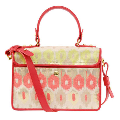 Nandina Embellished Crossbody Bag in Watermelon Red by Havana & Co. – Metallic jacquard and leather bag with intricate handmade embellishments.