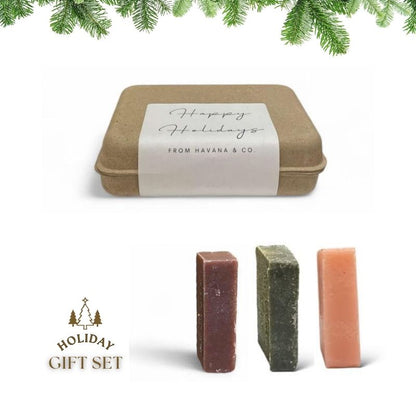 Set of 3 Pinewood, Eucalyptus & Rose Bars by Havana & Co. – Handcrafted holiday gift soaps with grounding, refreshing, and floral aromas